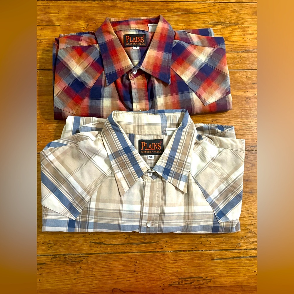 BUNDLE Western Grandpacore Pearl Button Down Shirts in Plaid Pattern XL